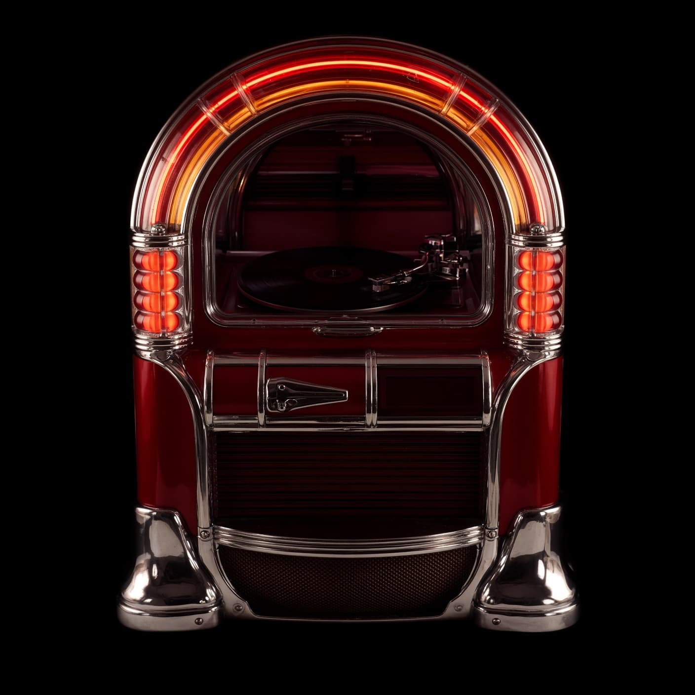 Classic red and chrome jukebox